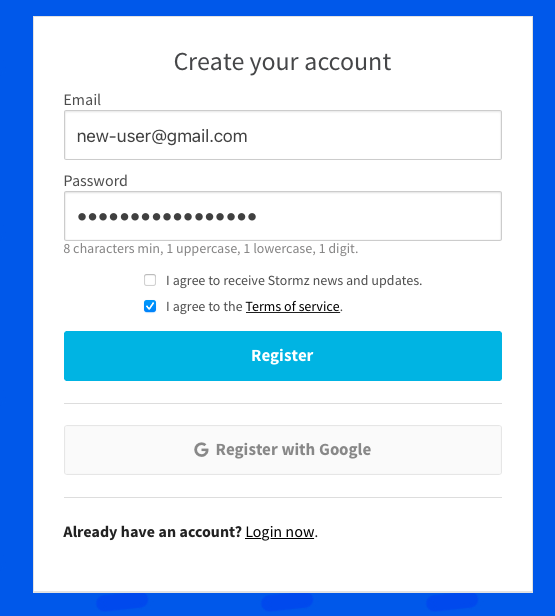 Registration form