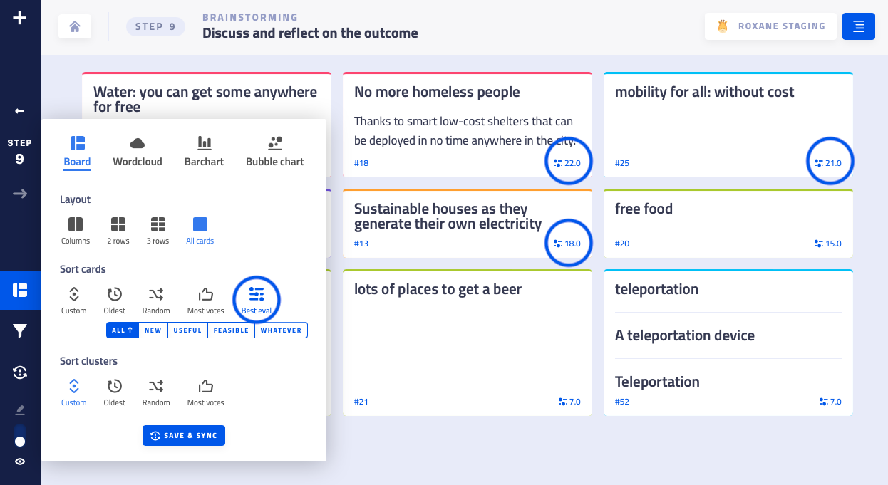 Admin window: manage criteria